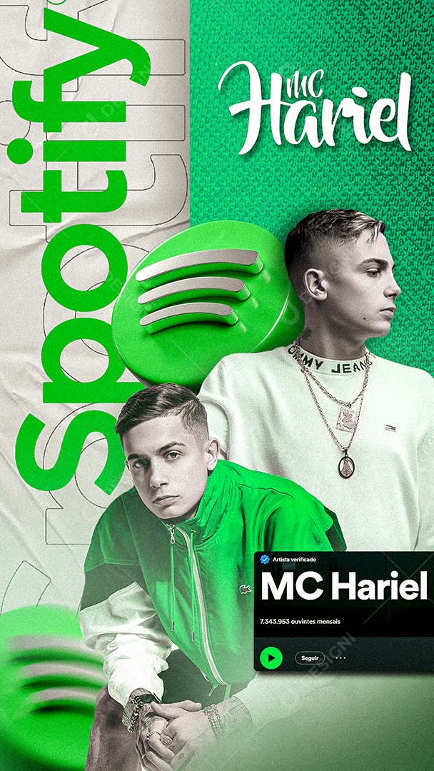 Story Mc Hariel Spotify Flyer Social Media PSD Editável