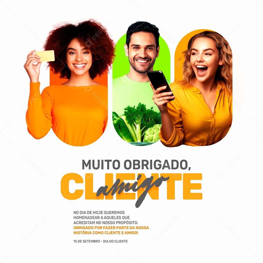 Social Media Muito Obrigado Amigo Cliente PSD Editável