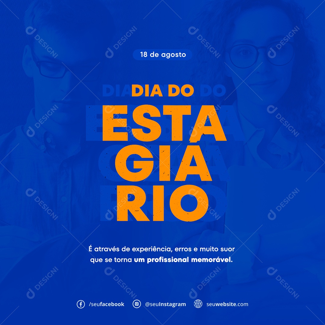 Social Media Dia Do Estagiário Um Profissional PSD Editável