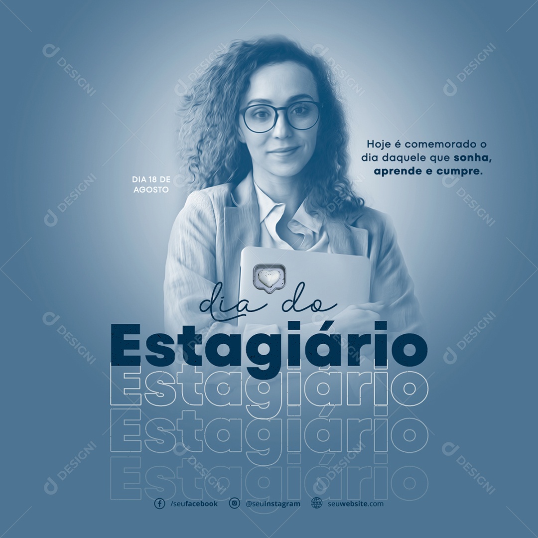 Dia Do Estagiário 18 De Agosto Social Media PSD Editável