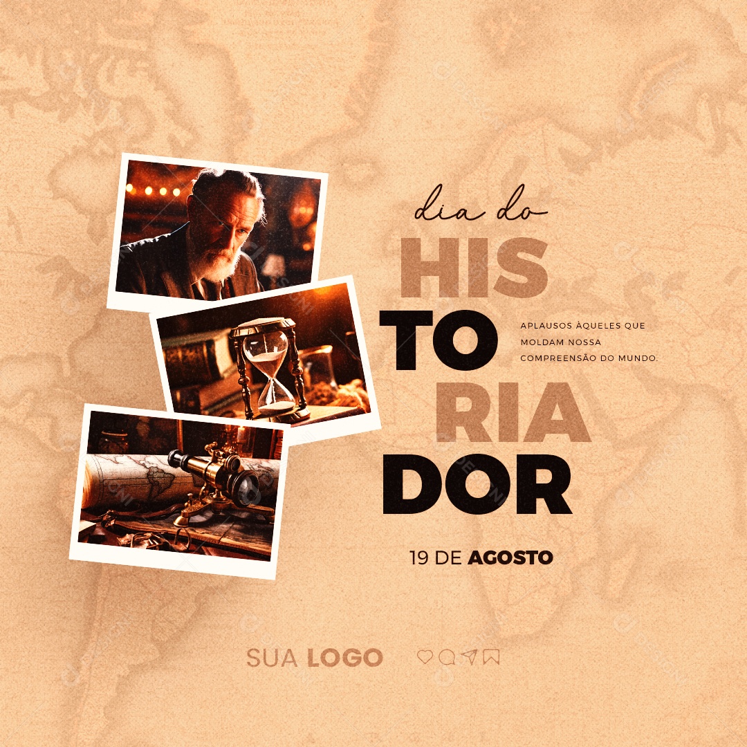 Dia do Historiador Aplausos Àqueles que Moldam Nossa Compreensão do Mundo Social Media PSD Editável