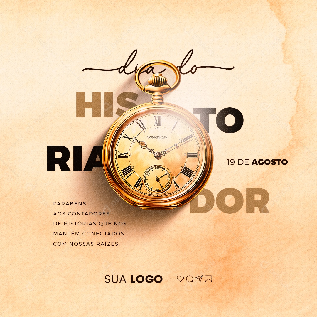 Dia do Historiador 19 de Agosto Parabéns aos Contadores de Histórias Social Media PSD Editável