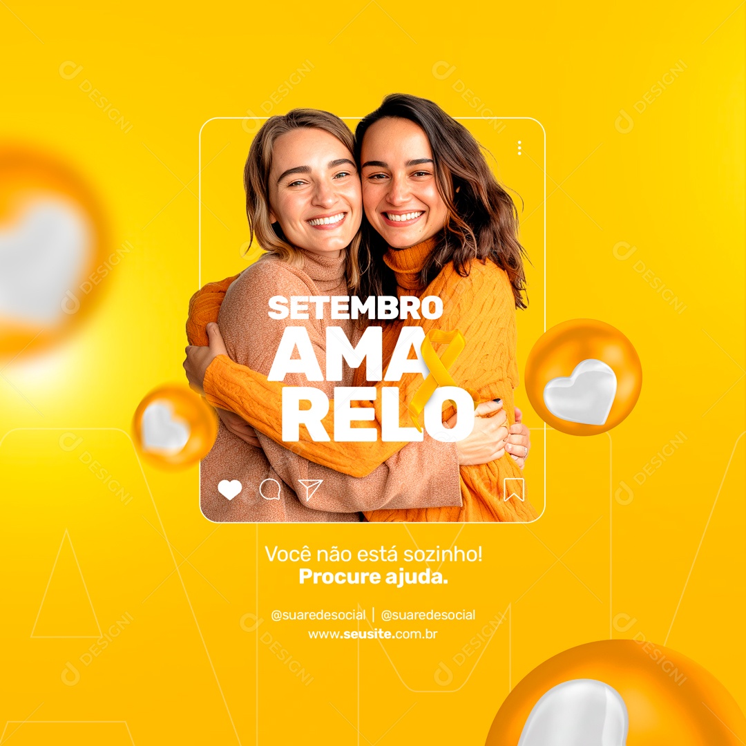 Você Não Está Sozinho Setembro Amarelo Social Media PSD Editável