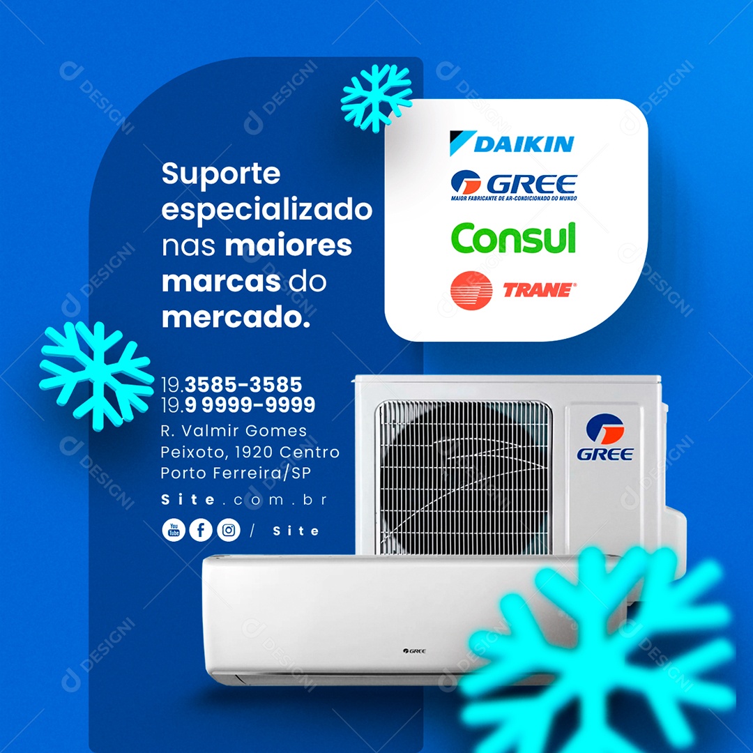 Ar Condicionado Suporte Especializado nas Maiores Marcas do Mercado Social Media PSD Editável