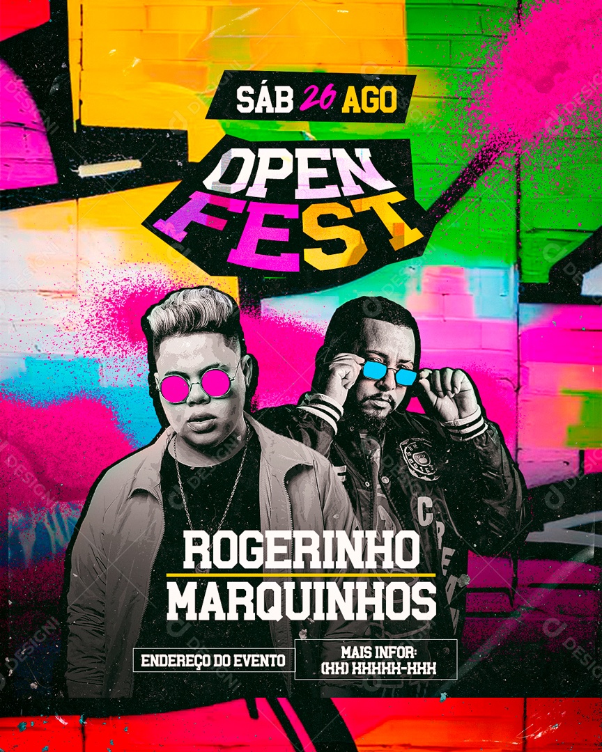 Flyer Open Fest Social Media PSD Editável
