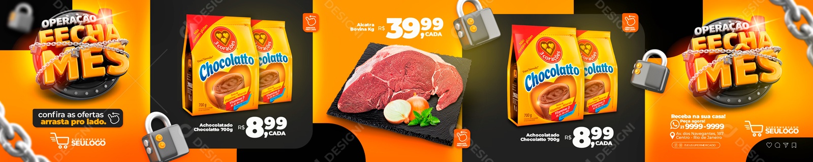 Operação Fecha mês Carrossel Social Media PSD Editável