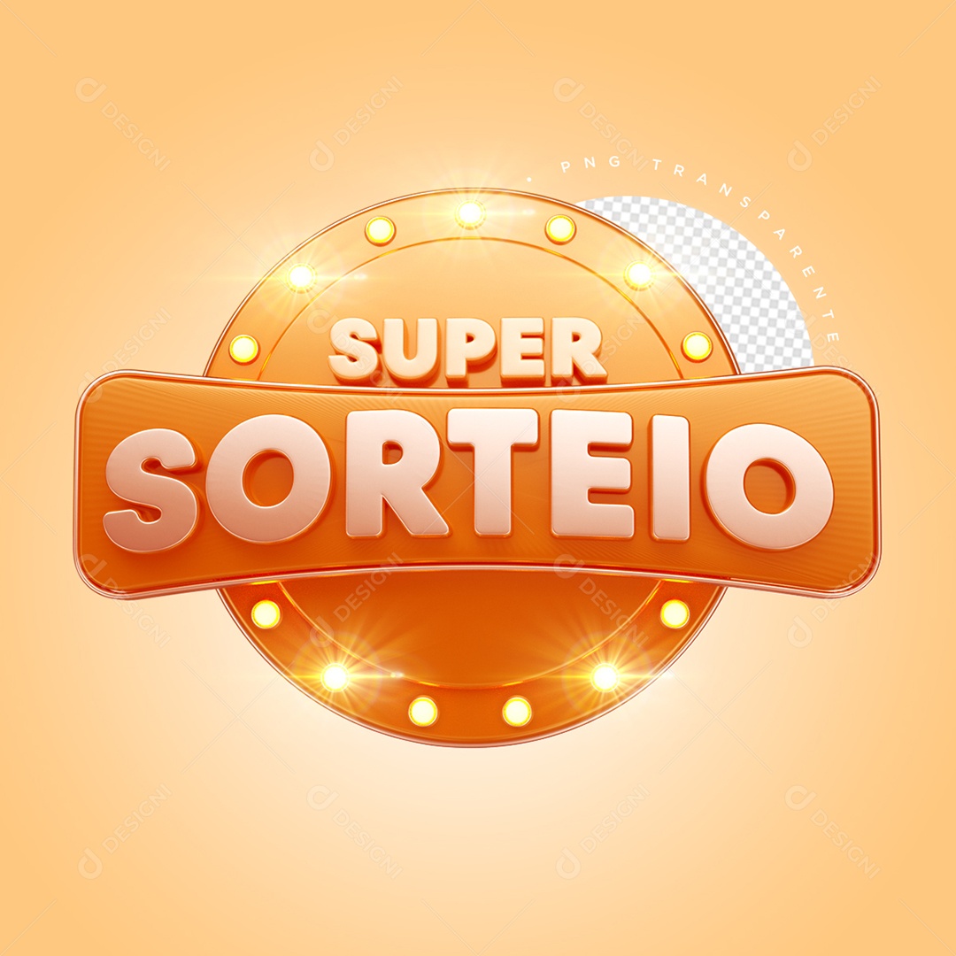 Selos 3D Super Sorteio Social Media PSD Editável