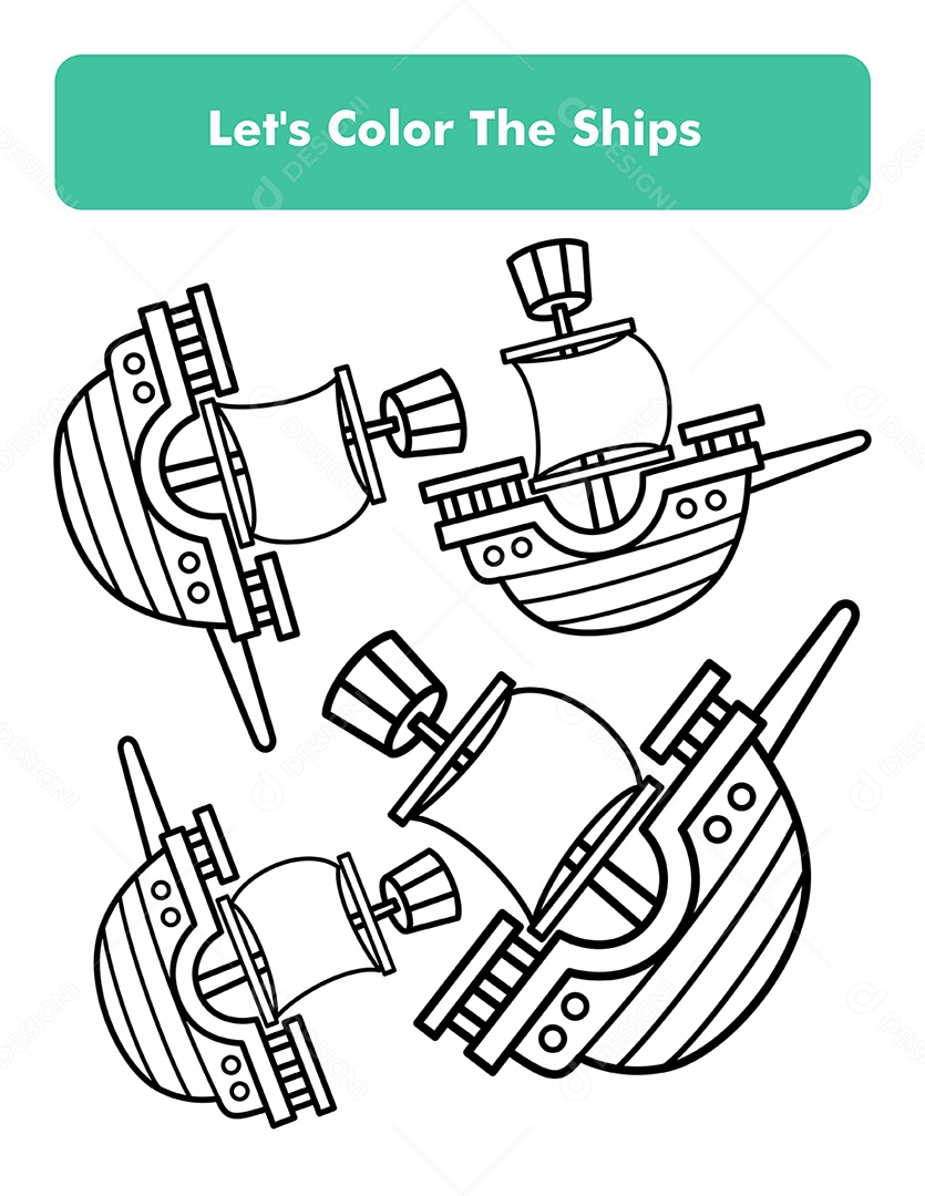 Desenhos de Navio Pirata Para colorir Vetor EPS