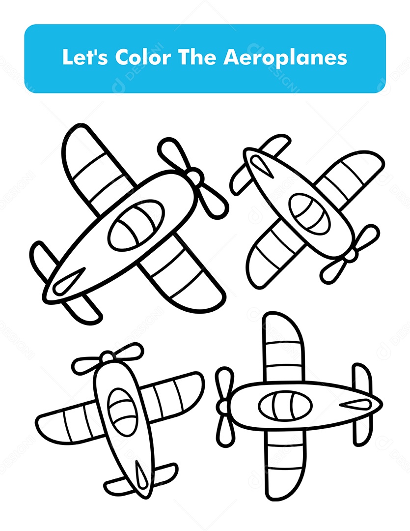 Desenhos de Avião Para Colorir Vetor EPS