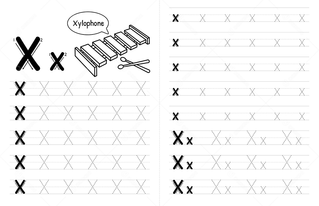 Alfabeto Para Crianças Letra X Vetor EPS