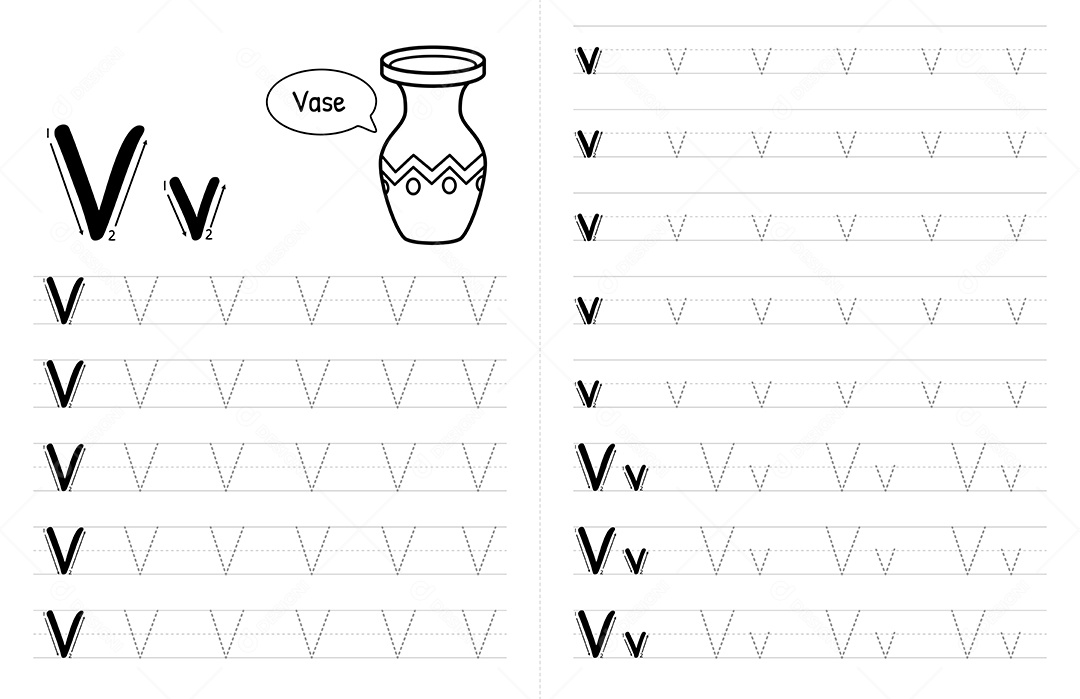 Alfabeto Para Crianças Letra V Vetor EPS