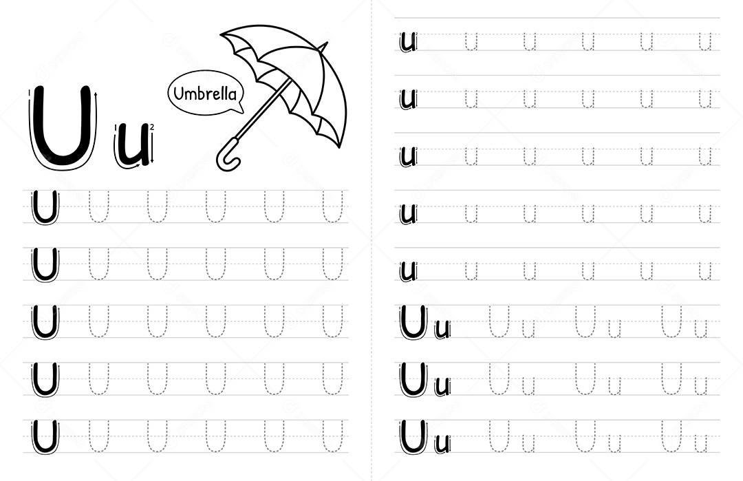 Alfabeto Para Crianças Letra U Vetor EPS