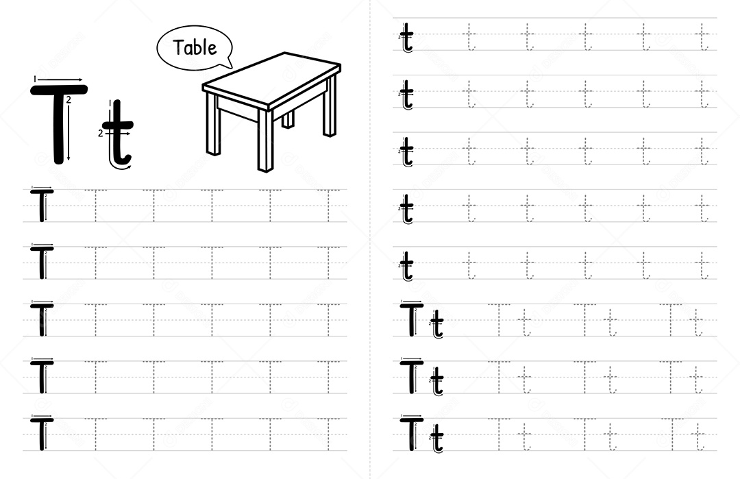 Alfabeto Para Crianças Letra T Vetor EPS
