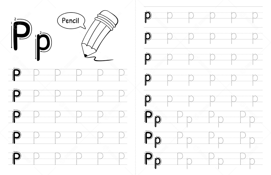 Alfabeto Para Crianças Letra P Vetor EPS