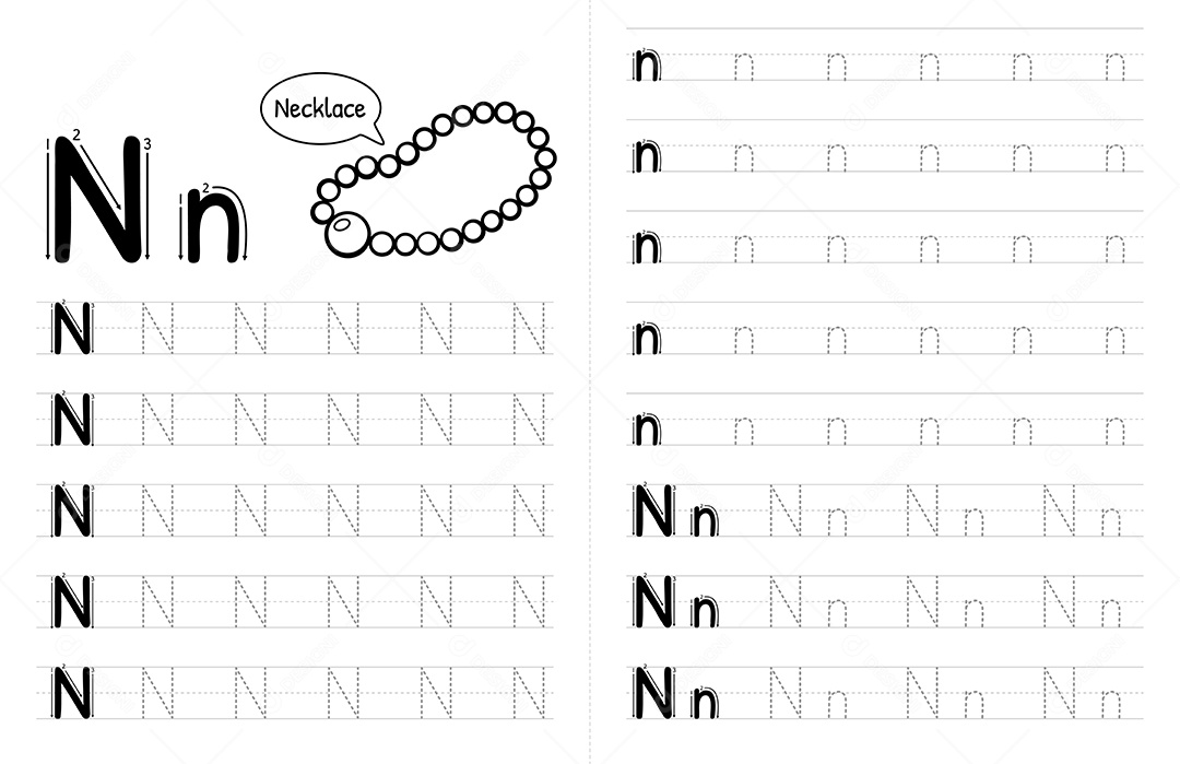 Alfabeto Para Crianças Letra N Vetor EPS