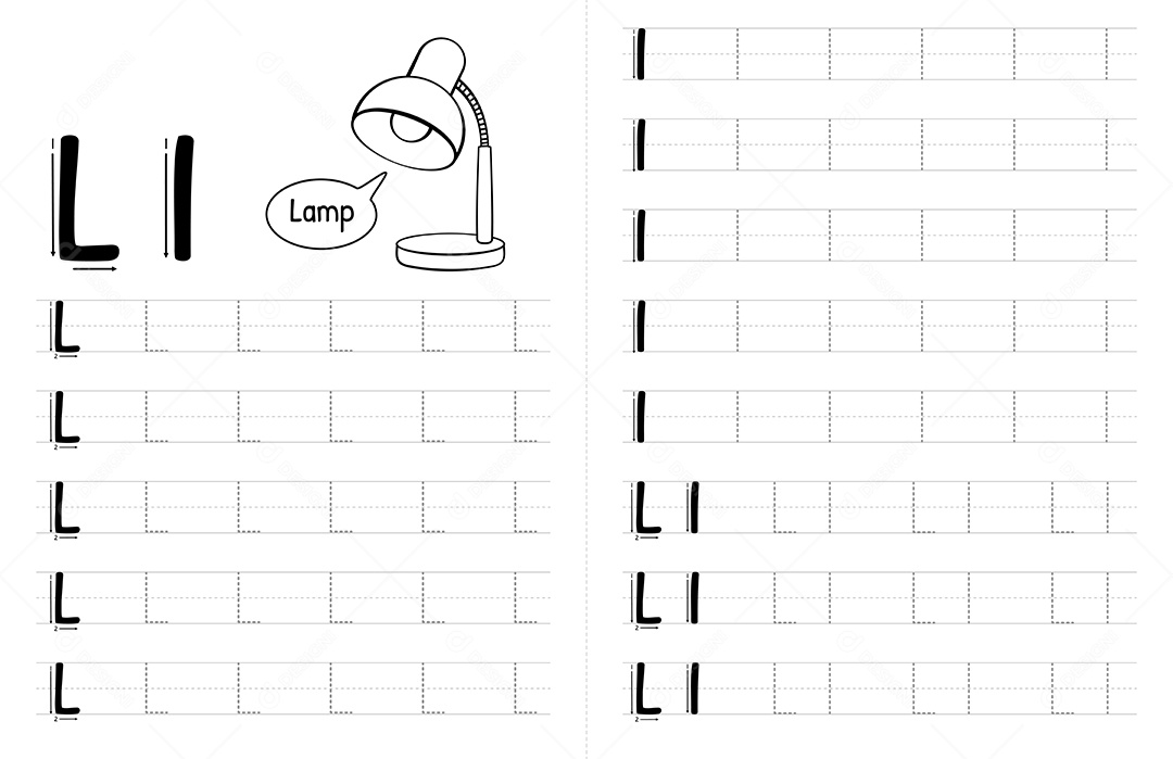 Alfabeto Para Crianças Letra L Vetor EPS