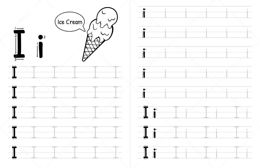 Alfabeto Para Crianças Letra I Vetor EPS