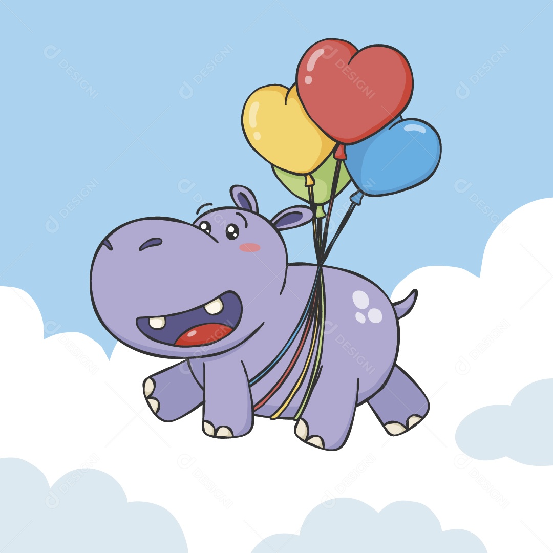 Personagem Hipopótamo Vetor EPS