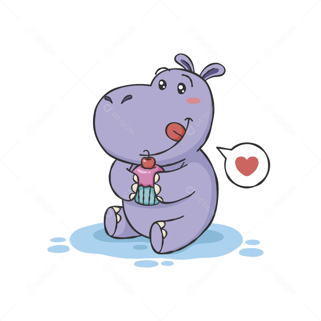 Personagem Hipopótamo Vetor EPS