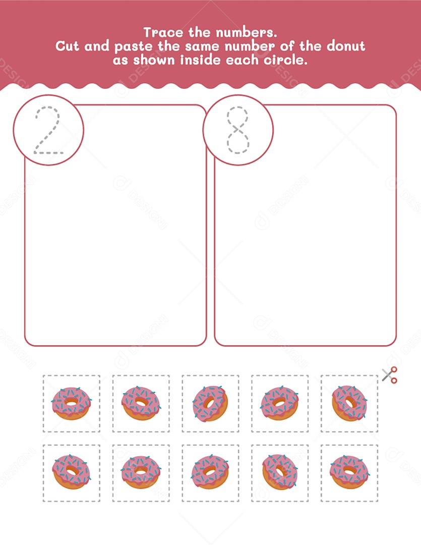 Coloque o Mesmo Número de Rosquinhas Pedido em Cada Circulo Vetor EPS