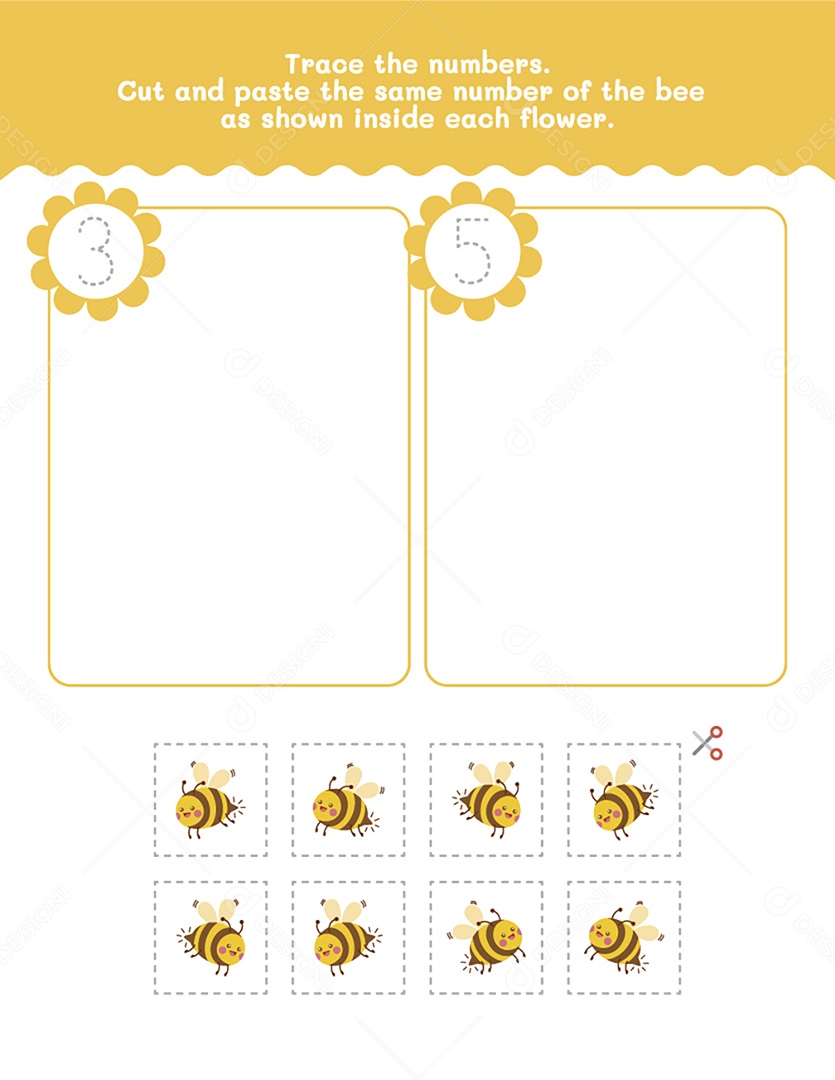 Coloque o Mesmo Número de Abelhas Pedido em Cada Circulo Vetor EPS