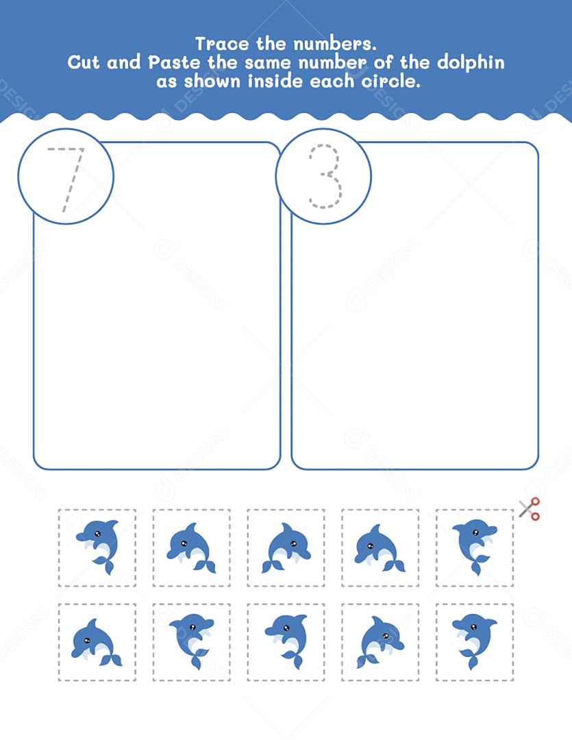Coloque o Mesmo Número de Peixes Pedido em Cada Circulo Vetor EPS