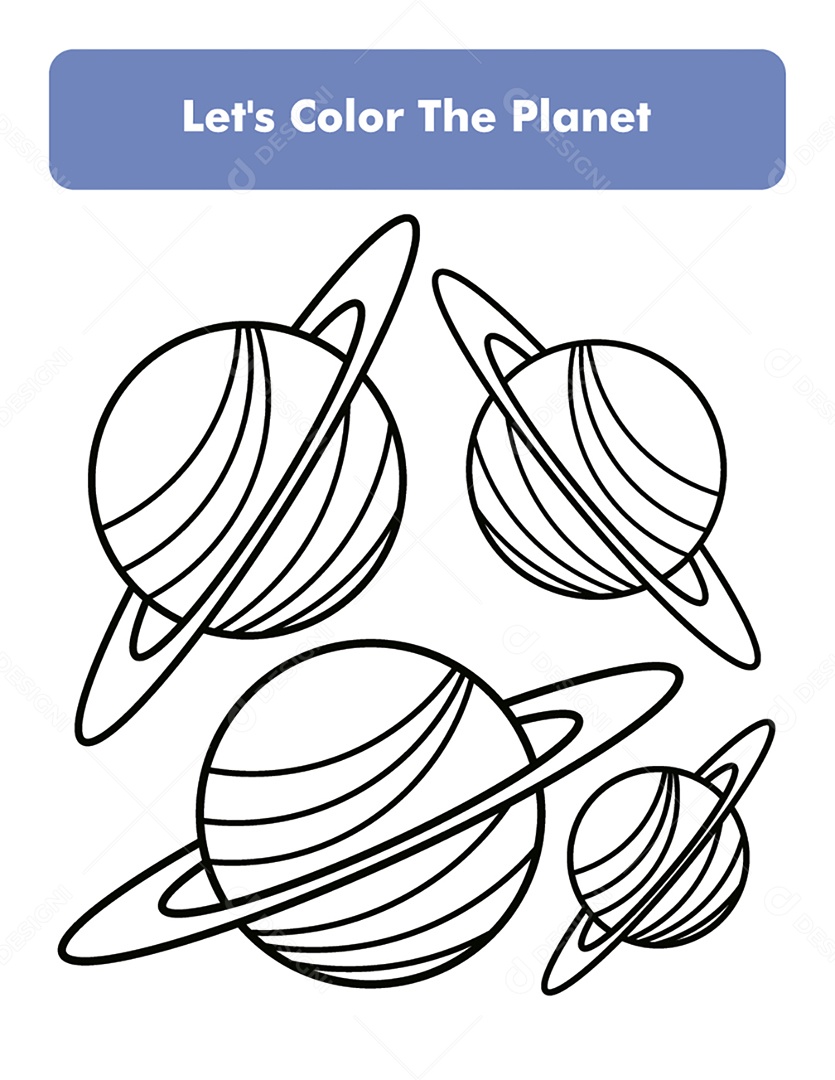 Desenhos de Planetas Para Colorir Vetor EPS