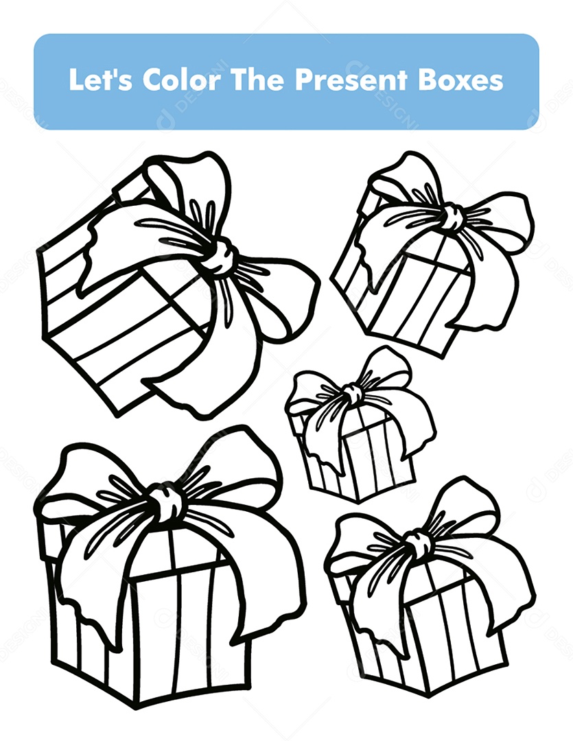 Desenhos de Caixas de Presentes Para Colorir Vetor EPS