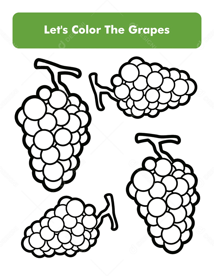 Desenhos de Uvas Para Colorir Vetor EPS