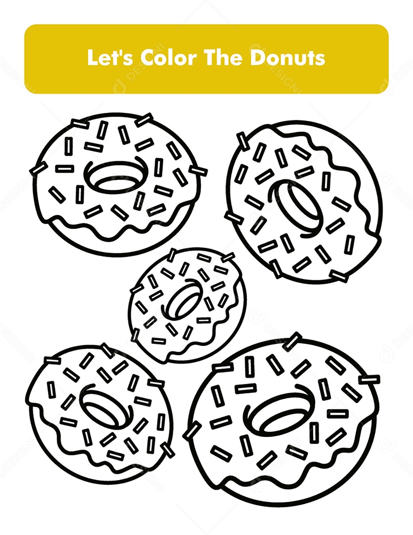 Desenhos de Rosquinha Para Colorir Vetor EPS