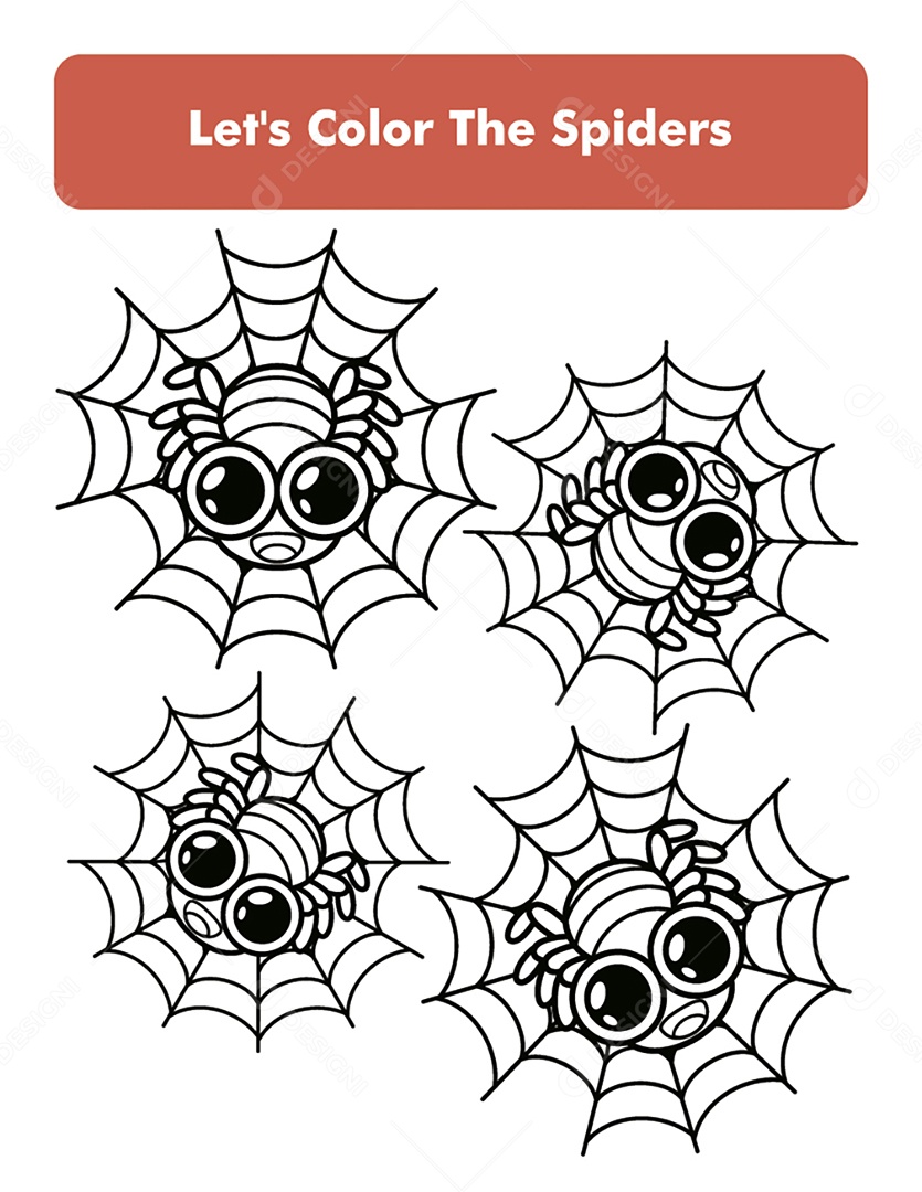 Desenhos de Teia de Aranha Para Colorir Vetor EPS