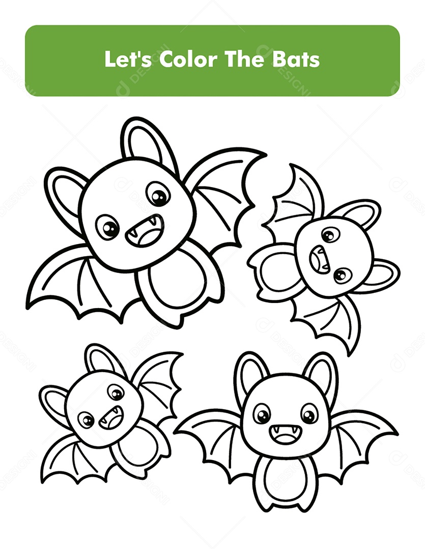Desenhos de Morcegos Para Colorir Vetor EPS