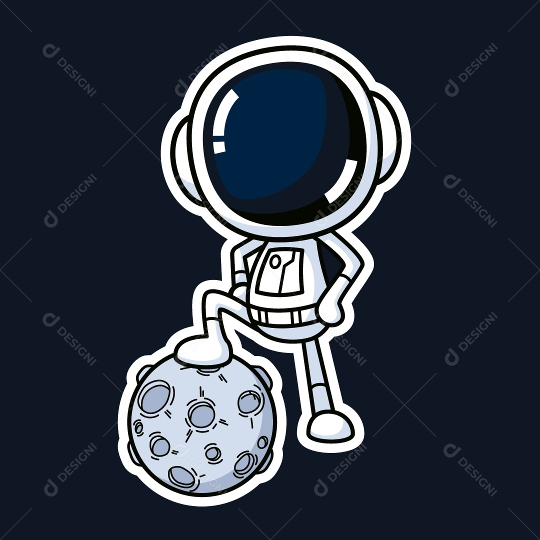 Astronauta com o Pé em Coma da Lua Vetor EPS