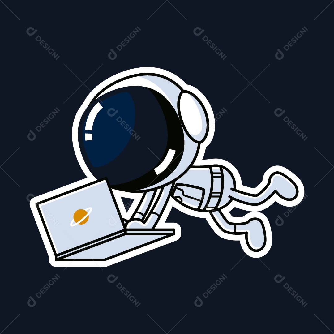 Astronauta com um Notebook Vetor EPS