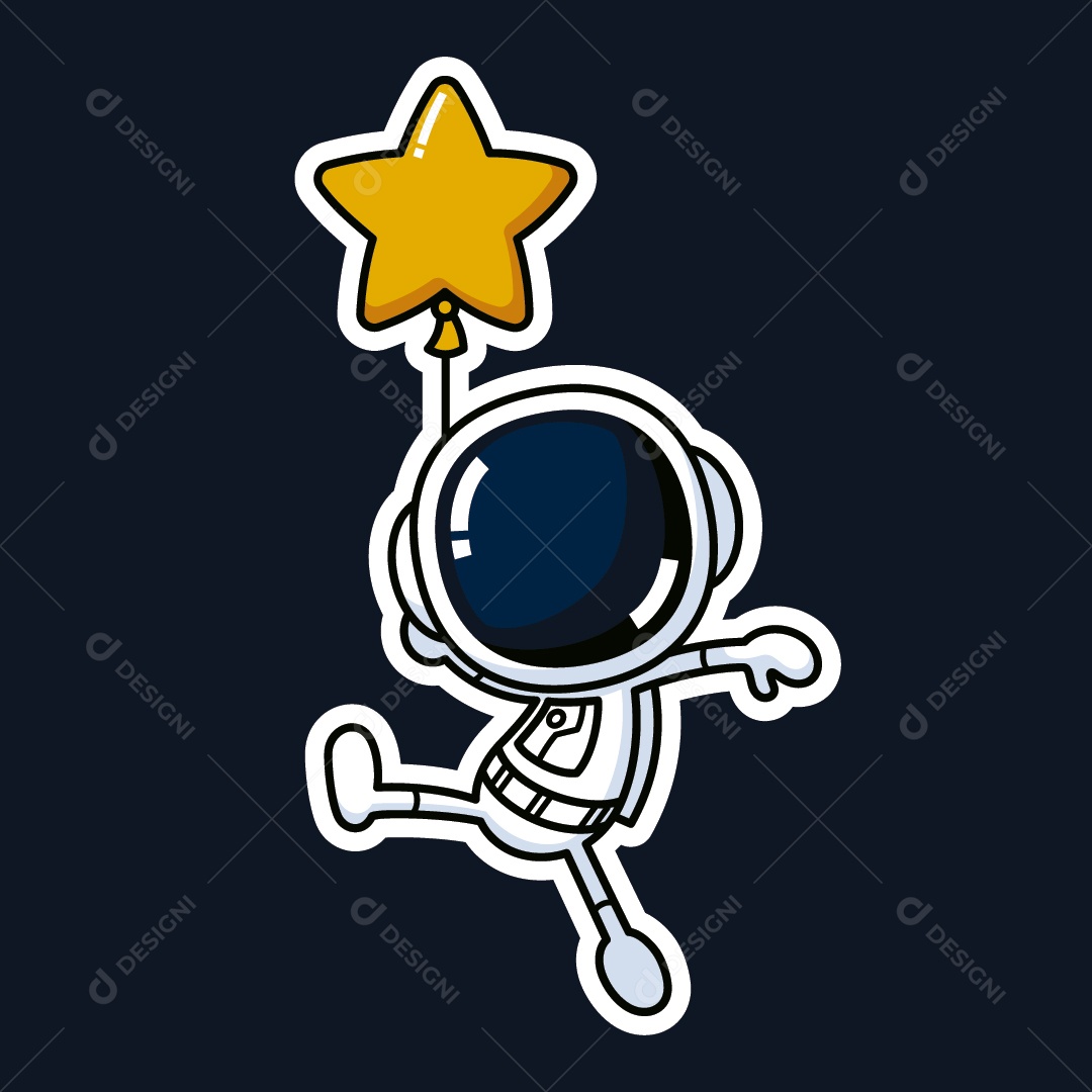 Astronauta com Balão de Estrela Vetor EPS