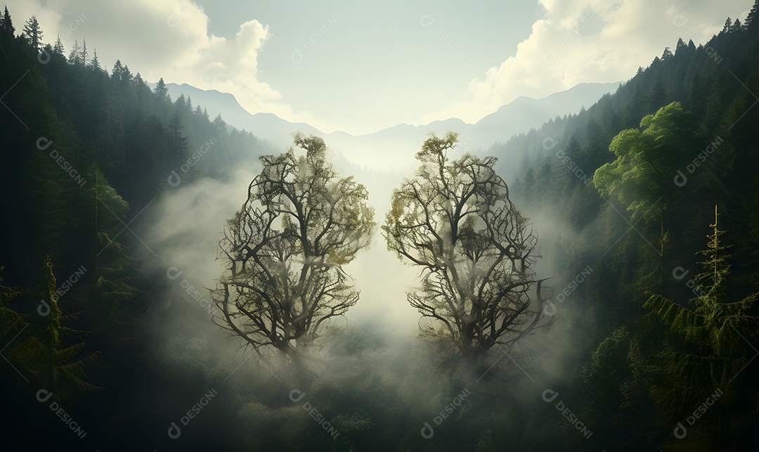 Linda vista de uma floresta