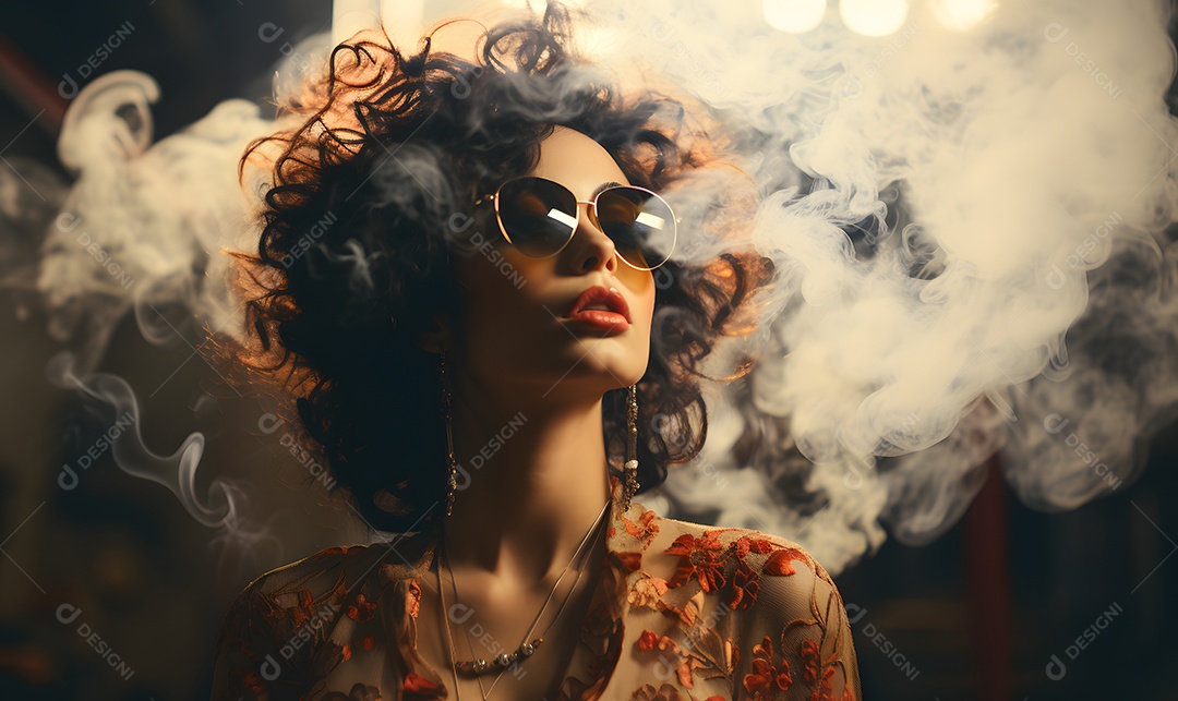 Vista de uma mulher fumante