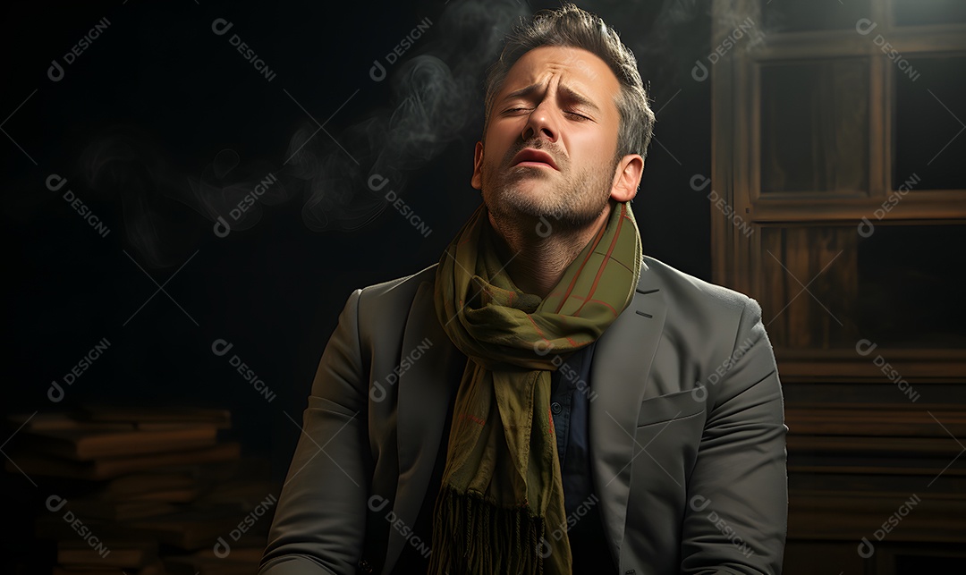 Vista de um homem fumante