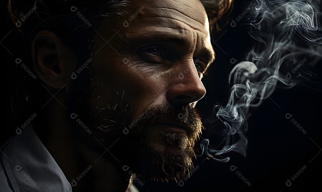 Vista de um homem fumante