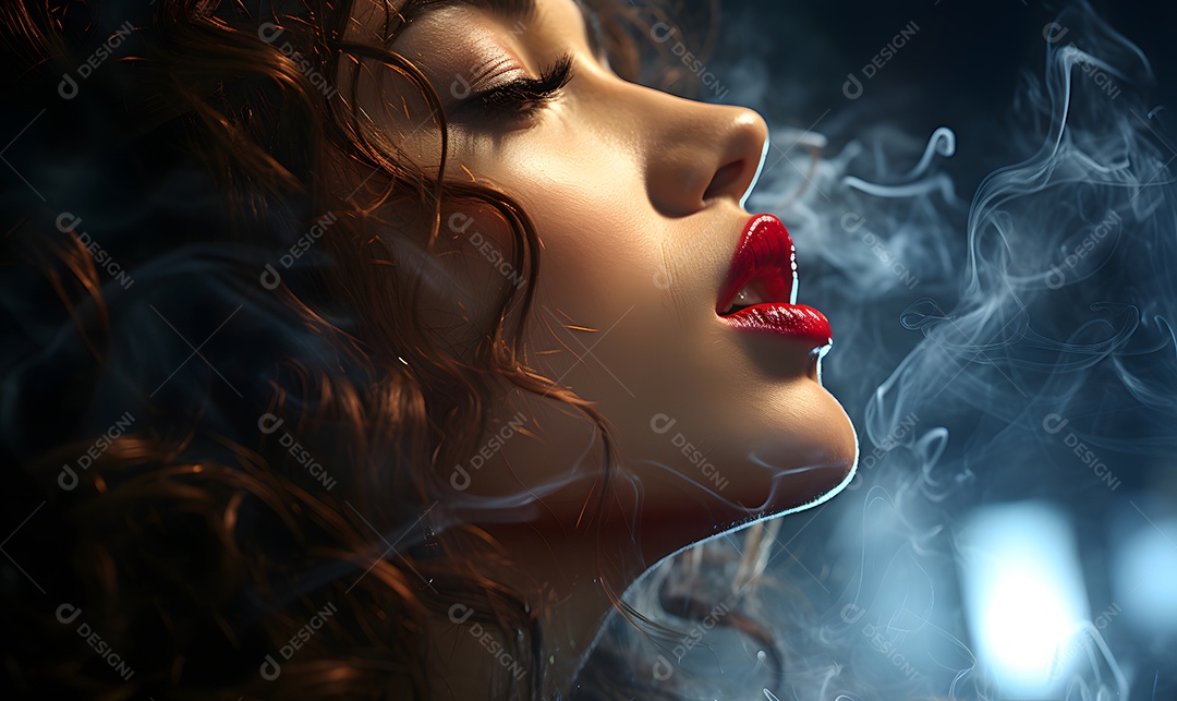 Vista de uma mulher fumante