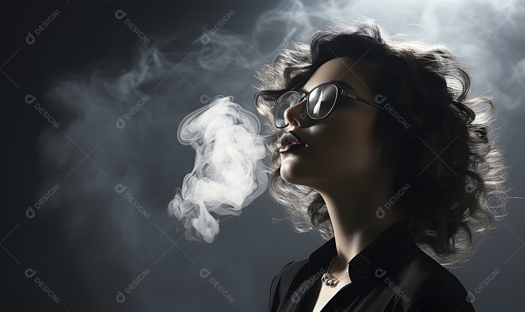 Vista de uma mulher fumante