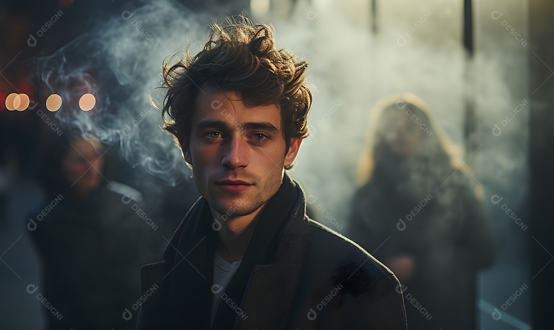 Vista de um homem fumante