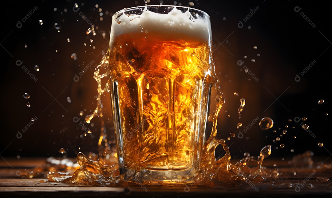 Copo de cerveja sobre a mesa