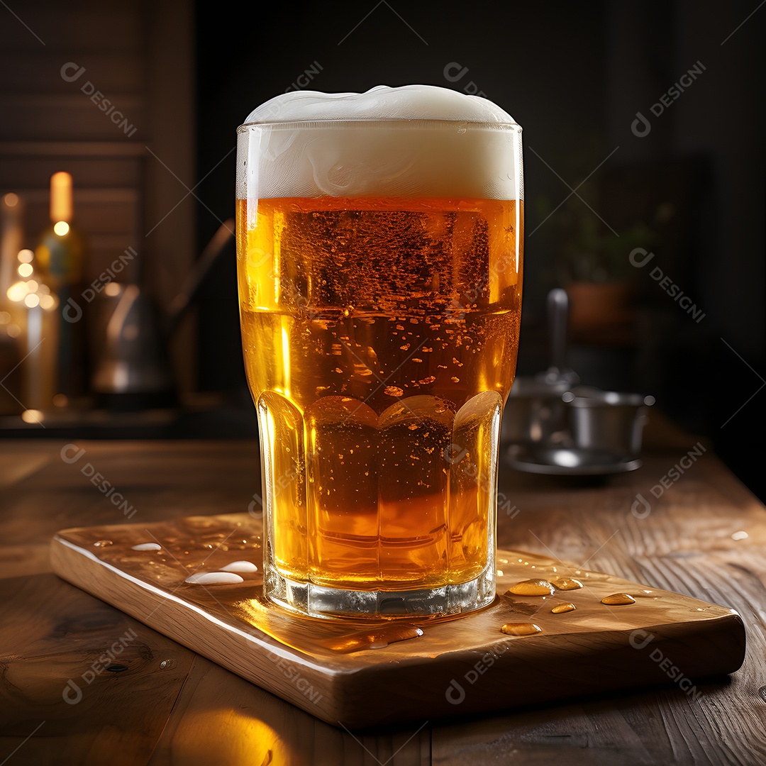 Copo de cerveja sobre a mesa