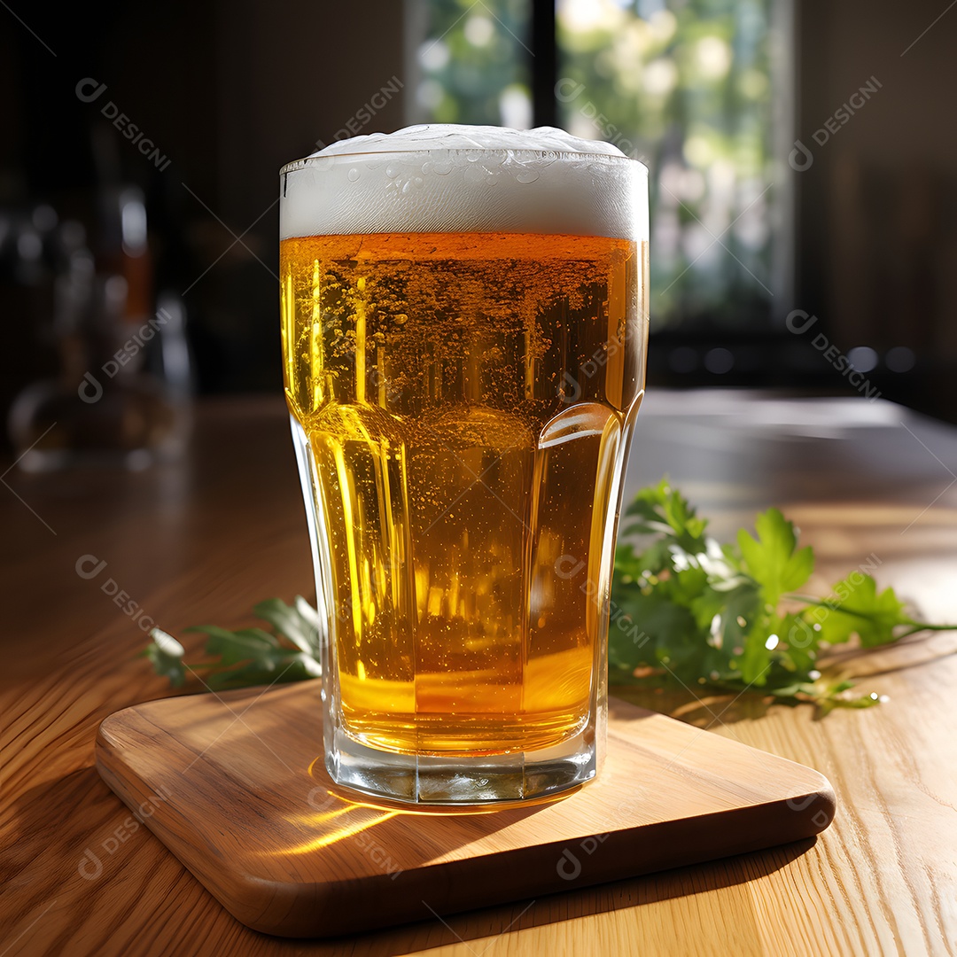 Copo de cerveja sobre a mesa