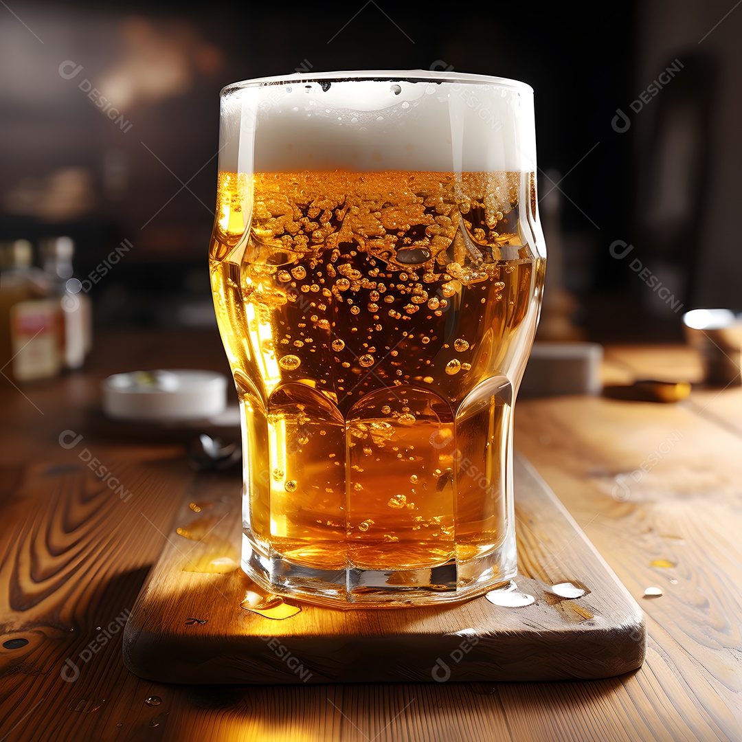 Copo de cerveja sobre a mesa
