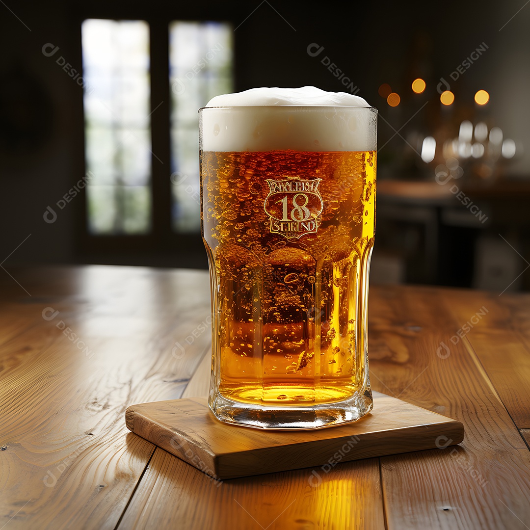 Copo de cerveja sobre a mesa