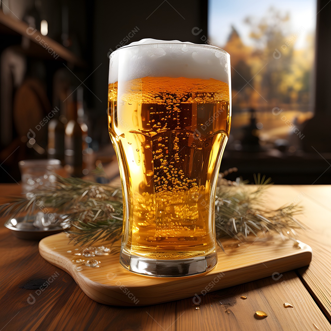 Copo de cerveja sobre a mesa