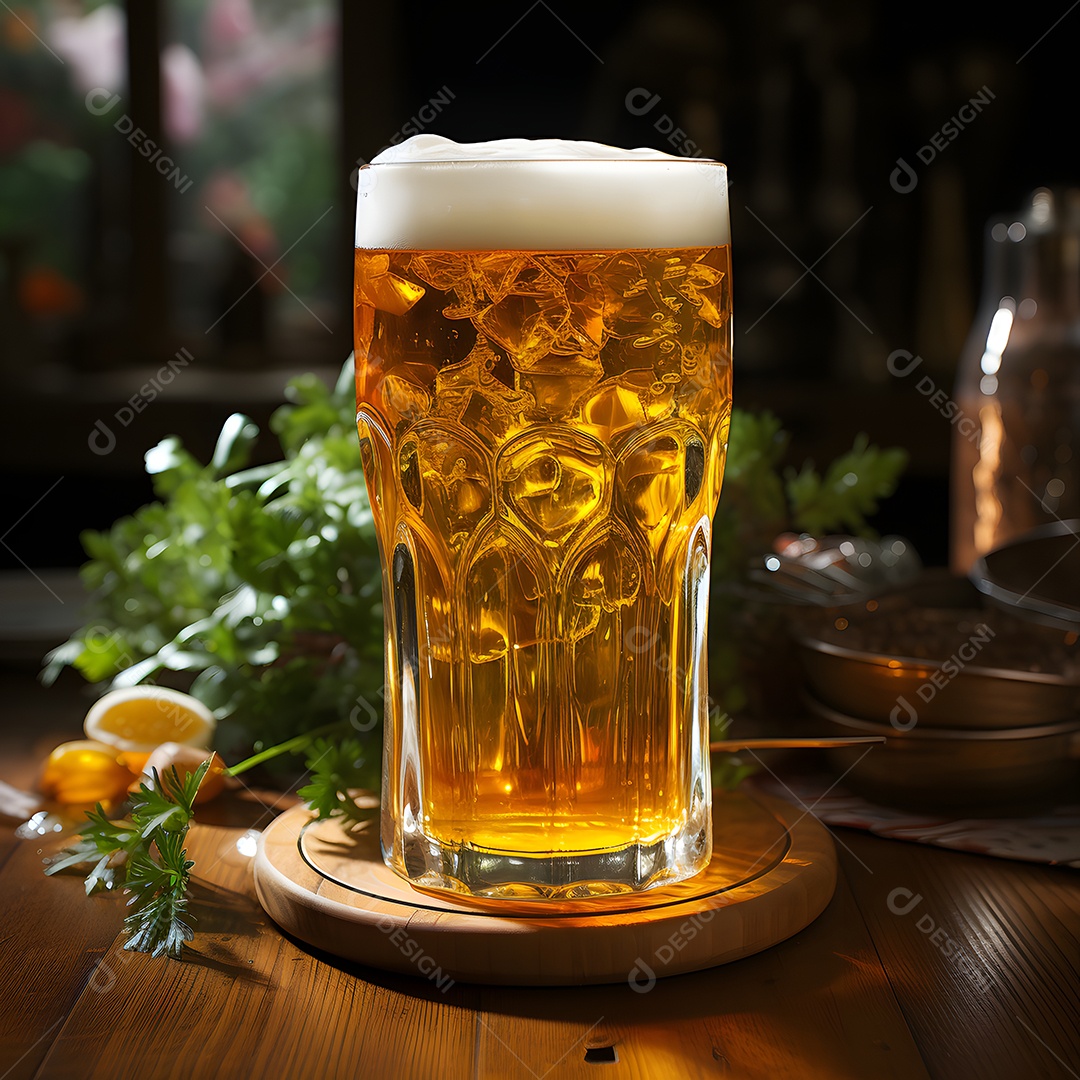 Copo de cerveja sobre a mesa