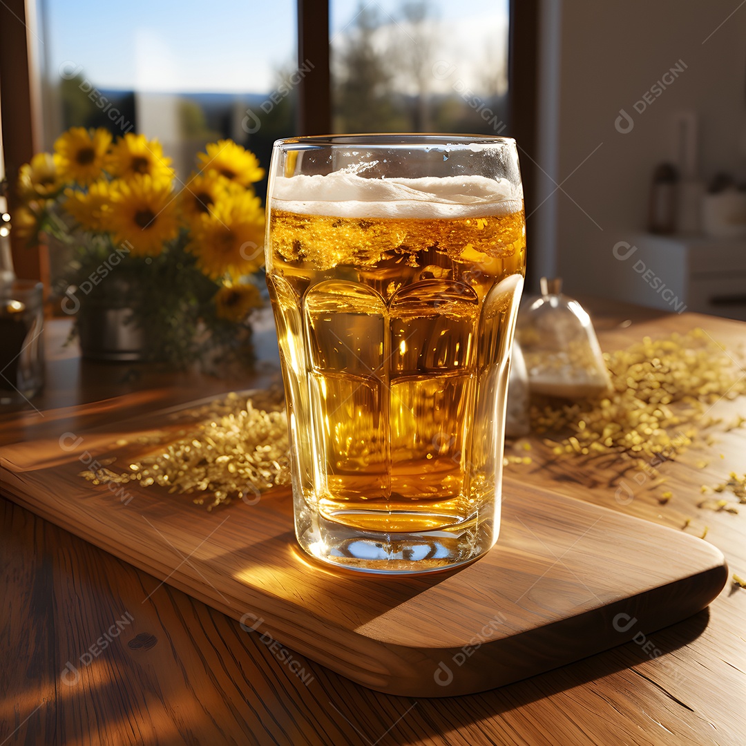 Copo de cerveja sobre a mesa